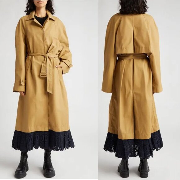 Sea Maeve Eyelet Long Sleeve Trench CoatSz M